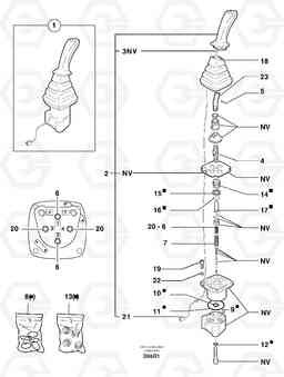 7035 Control lever : boom / bucket ( right ) EC50VV TYPE 247, Volvo Construction Equipment