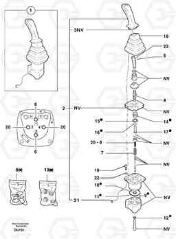 13514 Control lever : dipper arm / slewing ( left ) EW50 TYPE 256, Volvo Construction Equipment