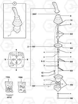 2504 Control lever : dipper arm / slewing  ( left ) EC70VV TYPE 233, Volvo Construction Equipment