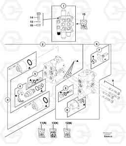 19586 Control valve : 2 spools EW70VV TYPE 262, Volvo Construction Equipment