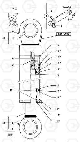 105136 Dipper arm cylinder EC50VV TYPE 247, Volvo Construction Equipment