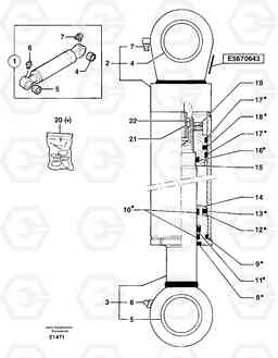 105144 Dipper arm cylinder EW50VV TYPE 256, Volvo Construction Equipment