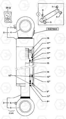7477 Bucket cylinder EC50VV TYPE 247, Volvo Construction Equipment