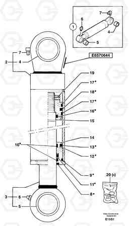 12041 Bucket cylinder EW50 TYPE 256, Volvo Construction Equipment