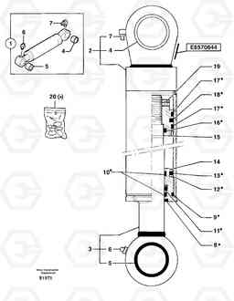 32845 Bucket cylinder EW50VV TYPE 256, Volvo Construction Equipment