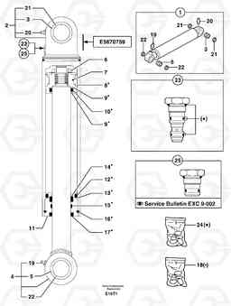 36041 Dozer blade cylinder / stabiliser cylinder EW50VV TYPE 256, Volvo Construction Equipment