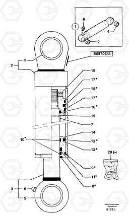 105137 Boom offset cylinder EW50 TYPE 256, Volvo Construction Equipment