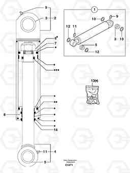 32848 Intermediate boom cylinder EW50VV TYPE 256, Volvo Construction Equipment