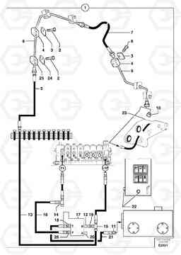 95073 Hydraulic circuit ( snap-action attachment ) EC70 TYPE 233, Volvo Construction Equipment