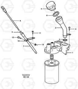 23197 Oil filler and dipstick L70D, Volvo Construction Equipment