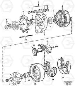 25426 Alternator L120C S/N 11319-SWE, S/N 61677-USA, S/N 70075-BRA, Volvo Construction Equipment