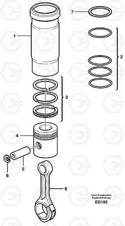 35097 Cylinder liner and piston L90D, Volvo Construction Equipment