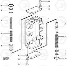 34697 Valve, circuit body and return valve L90D, Volvo Construction Equipment