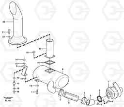 50747 Exhaust system, silencer L150E S/N 6005 - 7549 S/N 63001 - 63085, Volvo Construction Equipment