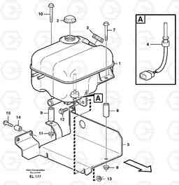 43423 Expansion tank with fitting parts L150E S/N 6005 - 7549 S/N 63001 - 63085, Volvo Construction Equipment