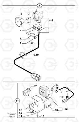 7792 Work light on boom EW70VV TYPE 262, Volvo Construction Equipment