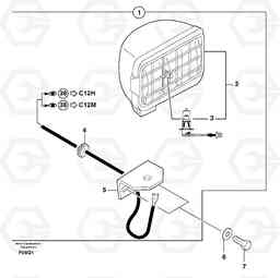 24598 Rear headlight on cab EC14 TYPE 246, 271, Volvo Construction Equipment