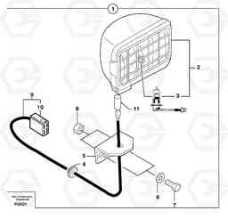 24596 Rear headlight on canopy EC14 TYPE 246, 271, Volvo Construction Equipment