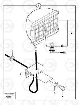 31033 Rear headlight on cab EW50VV TYPE 256, Volvo Construction Equipment