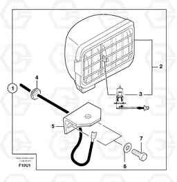 14492 Rear headlight on cab EW70VV TYPE 262, Volvo Construction Equipment