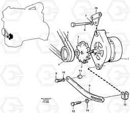 68577 Alternator with assembling details EC340 SER NO 1001-, Volvo Construction Equipment