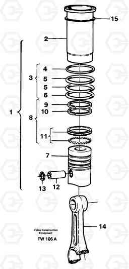 36343 Cylinder liner and piston EC280 SER NO 1001-, Volvo Construction Equipment