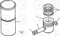 15517 Cylinder liner and piston EW150C SER NO 689-, Volvo Construction Equipment