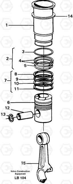 15298 Cylinder liner and piston EC450 SER NO 1782-1909, Volvo Construction Equipment