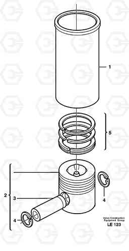 15177 Cylinder liner and piston EC160 SER NO 1001-, Volvo Construction Equipment