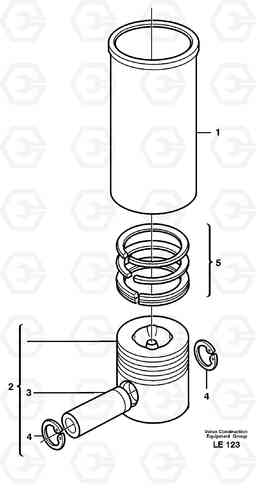 15177 Cylinder liner and piston EC160 SER NO 1001-, Volvo Construction Equipment