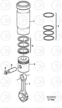 10109 Cylinder liner and piston EW200 SER NO 3175-, Volvo Construction Equipment