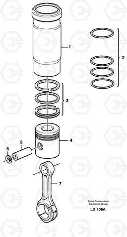 13286 Cylinder liner and piston EC200 SER NO 2760-, Volvo Construction Equipment