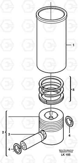 27473 Cylinder liner and piston EW140 SER NO 1001-1487, Volvo Construction Equipment