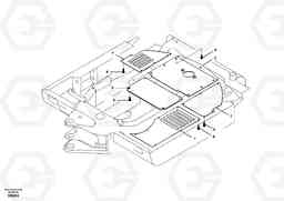 17711 Hatches under engine, hydr.pumps, cooler, m.valve and fuel tank. EW55 SER NO 5630-, Volvo Construction Equipment