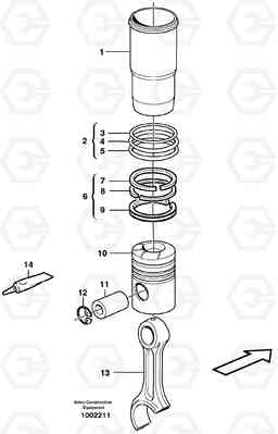 14812 Cylinder liner and piston G700B MODELS S/N 35000 -, Volvo Construction Equipment