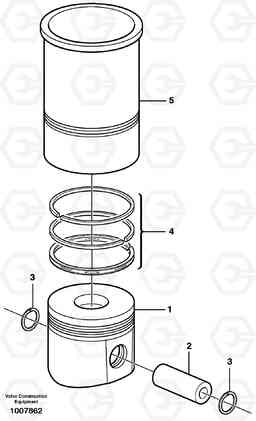 10243 Cylinder liner and piston EW140B, Volvo Construction Equipment