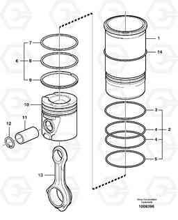19584 Cylinder liner and piston - D9 G900 MODELS S/N 39300 -, Volvo Construction Equipment
