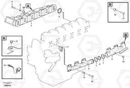 50746 Inlet manifold and exhaust manifold L150E S/N 6005 - 7549 S/N 63001 - 63085, Volvo Construction Equipment