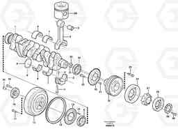 64738 Crankshaft and related parts L120E S/N 16001 - 19668 SWE, 64001- USA, 70701-BRA, Volvo Construction Equipment