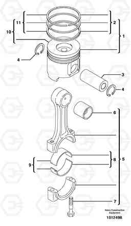 6356 Connecting rod and piston ECR38 TYPE 602, Volvo Construction Equipment
