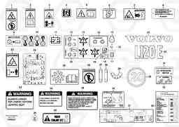 19823 Illustrations of sign plates and decals L120E S/N 19804- SWE, 66001- USA, 71401-BRA, 54001-IRN, Volvo Construction Equipment