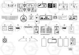 57385 Illustrations of sign plates and decals T450D, Volvo Construction Equipment