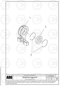 70570 Crank support arm for drive shaft VDT-V 78 GTC ATT. SCREEDS 2,5 - 9,0M AGB8820, AGB8820B, Volvo Construction Equipment