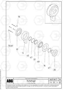 65161 Crank bearing for extension MB 120 VARIO ATT. SCREEDS 5,0 -12,5M ABG9820, Volvo Construction Equipment