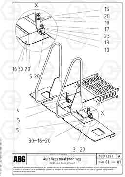 62996 Additional railing mounting for basic screed VDT-V 89 ETC ATT. SCREEDS 3,0 - 9,0M ABG7820, ABG7820B, Volvo Construction Equipment