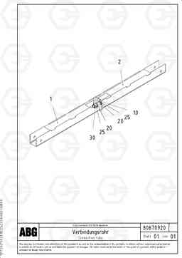 75522 Connection tube for flapable lateral limitation VDT-V 78 GTC ATT. SCREEDS 2,5 - 9,0M AGB8820, AGB8820B, Volvo Construction Equipment