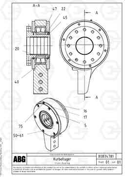 71202 Crank bearing for basic screed VDT 120 VARIO ATT. SCREEDS 5,0 -12,5M ABG9820, Volvo Construction Equipment