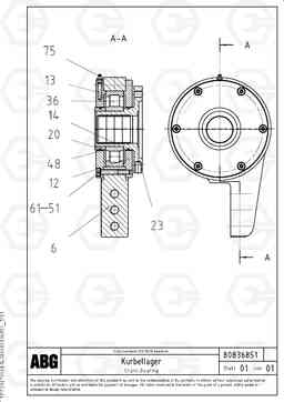 65129 Crank bearing for basic screed MB 120 VARIO ATT. SCREEDS 5,0 -12,5M ABG9820, Volvo Construction Equipment
