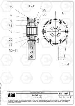 65206 Crank bearing for extension MB 122 VARIO ATT.SCREEDS  4,5 -12,0M ABG8820, ABG8820B, Volvo Construction Equipment