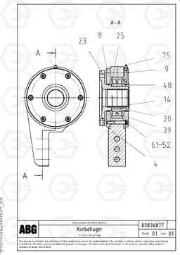 65158 Crank bearing for extension MB 120 VARIO ATT. SCREEDS 5,0 -12,5M ABG9820, Volvo Construction Equipment